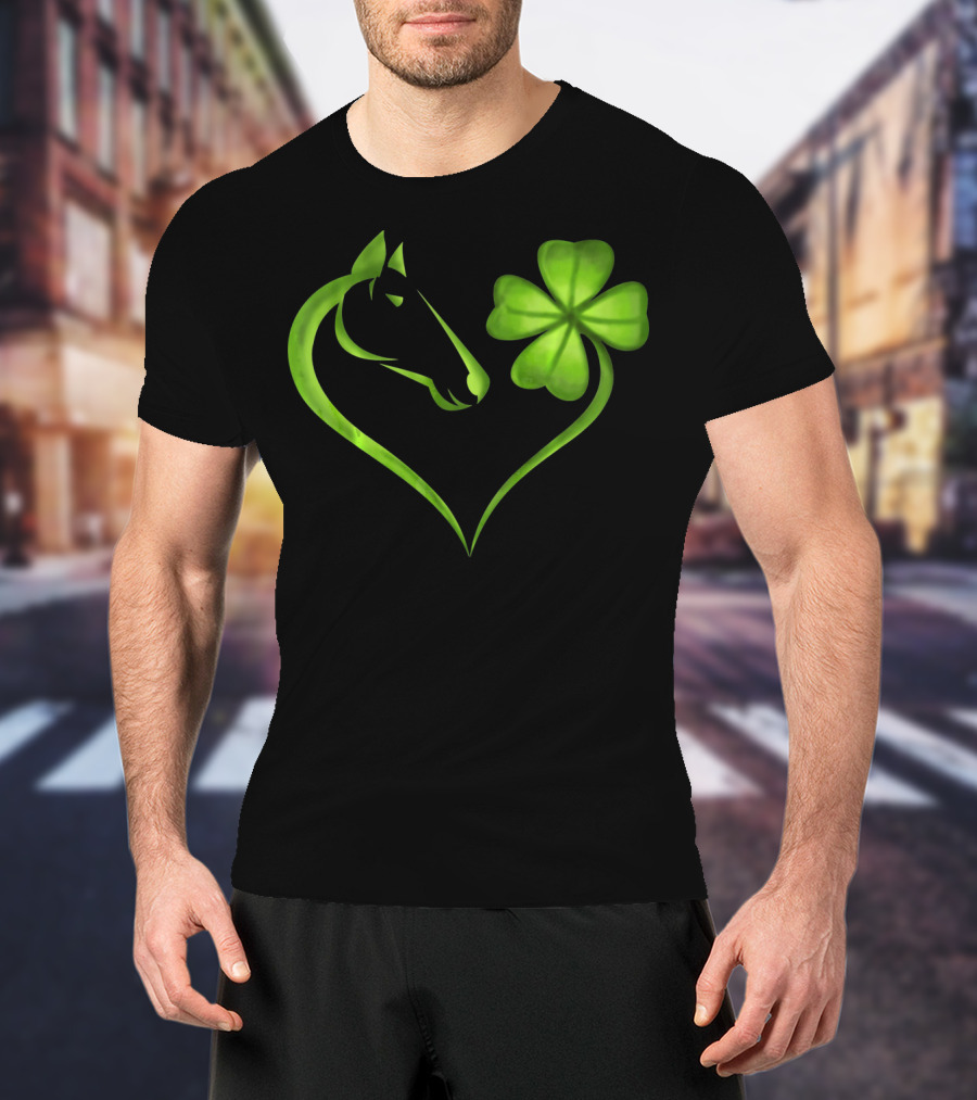 Horse Lucky Clover Heart Shape St. Patrick's Day T-Shirt