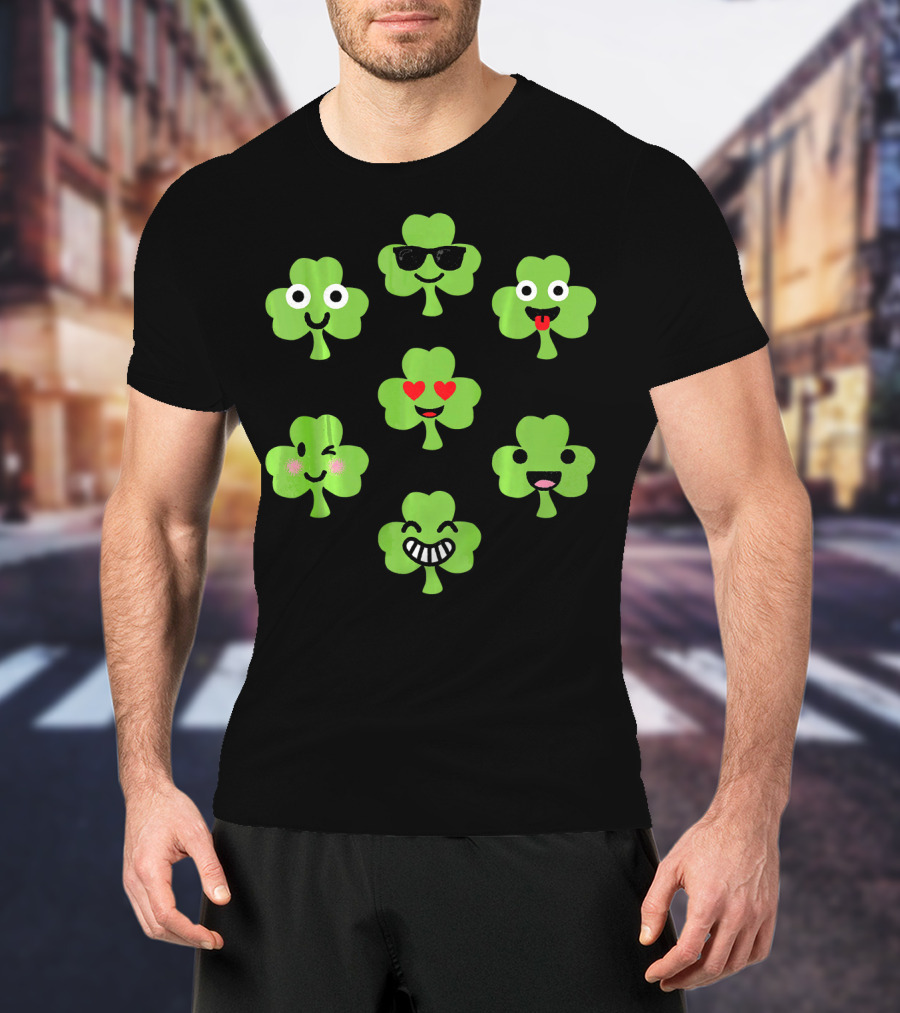 Emoji Shamrock Faces Lucky St. Patrick's Day T-Shirt