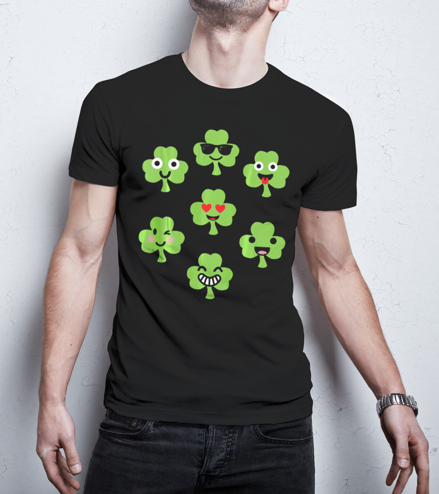 Emoji Shamrock Faces Lucky St. Patrick's Day T-Shirt