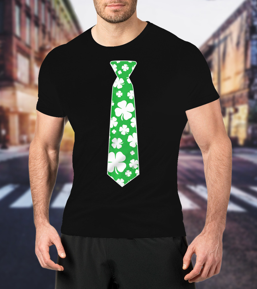 St Patricks Day Irish Shamrock Green Tie T-Shirt
