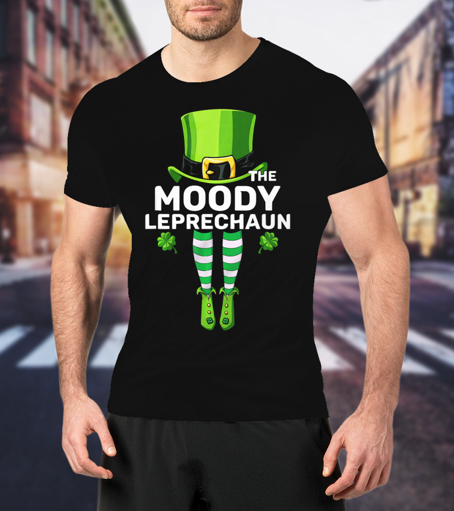 THE MOODY LEPRECHAUN Striped Legs Clover Hat T-Shirt