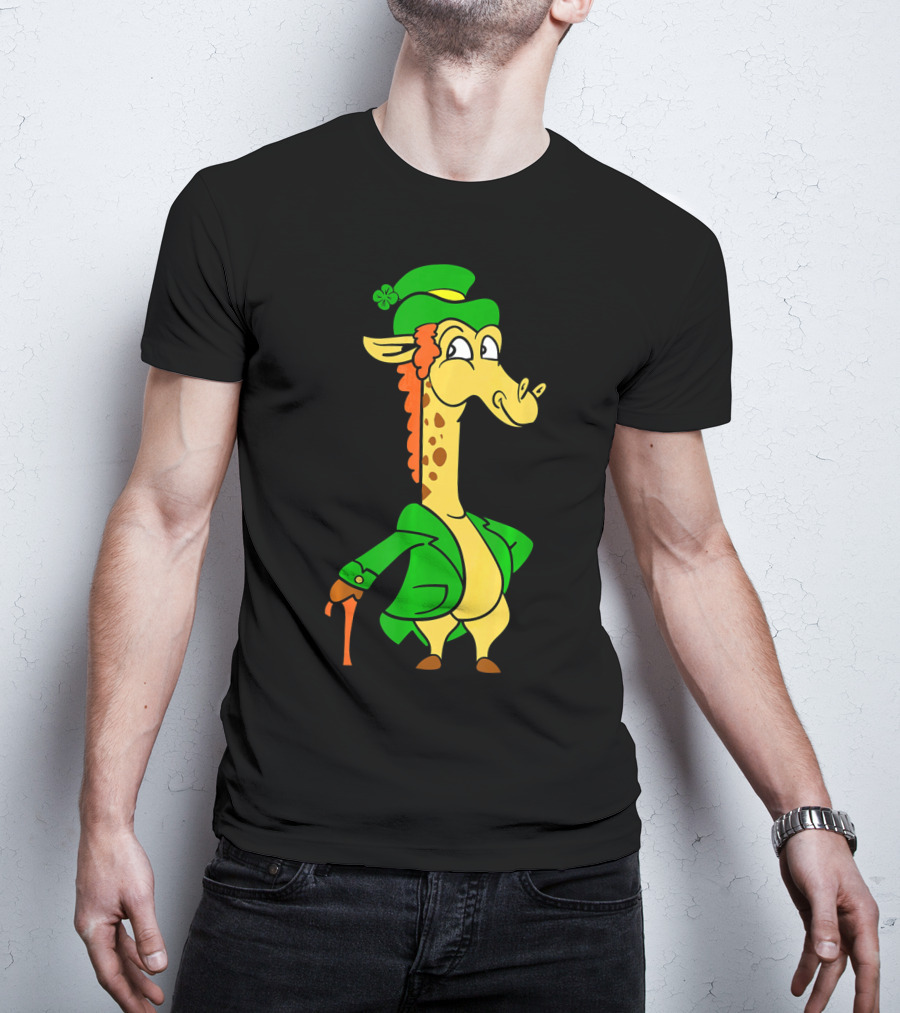 Funny Cool St. Patricks Day Giraffe Iris Leprechaun T-Shirt