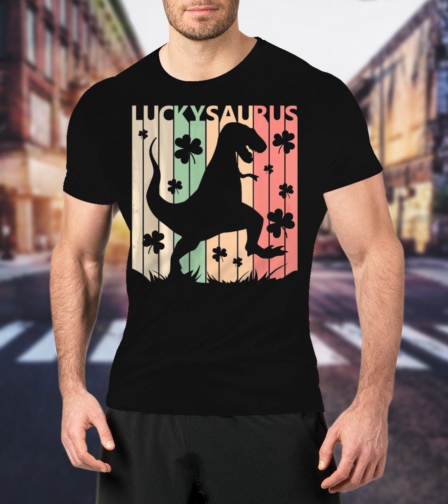 Luckysaurus Dinosaur St Patrick's Day Clover Trend T-Shirt