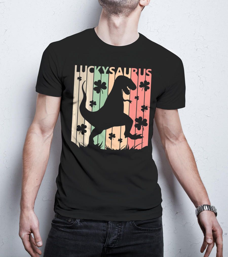 Luckysaurus Dinosaur St Patrick's Day Clover Trend T-Shirt