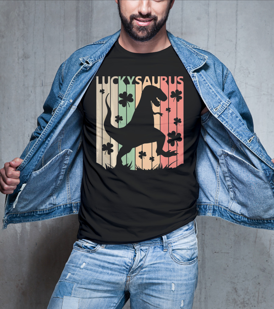 Luckysaurus Dinosaur St Patrick's Day Clover Trend T-Shirt