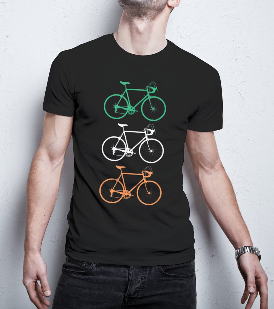 Irish Flag Colors Vintage Bicycles Trio T-Shirt