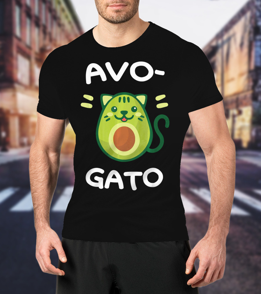 AvoGato Funny Avocado And Cat Lover Vege Avocado Cat Cartoon T-Shirt