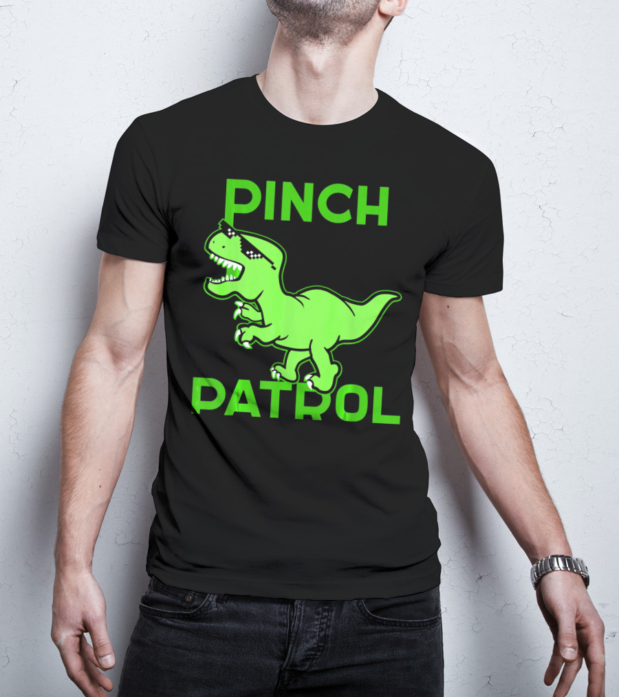 St Patrick Day Dinosaur Pinch Patrol Funny Green T-Rex Holiday T-Shirt
