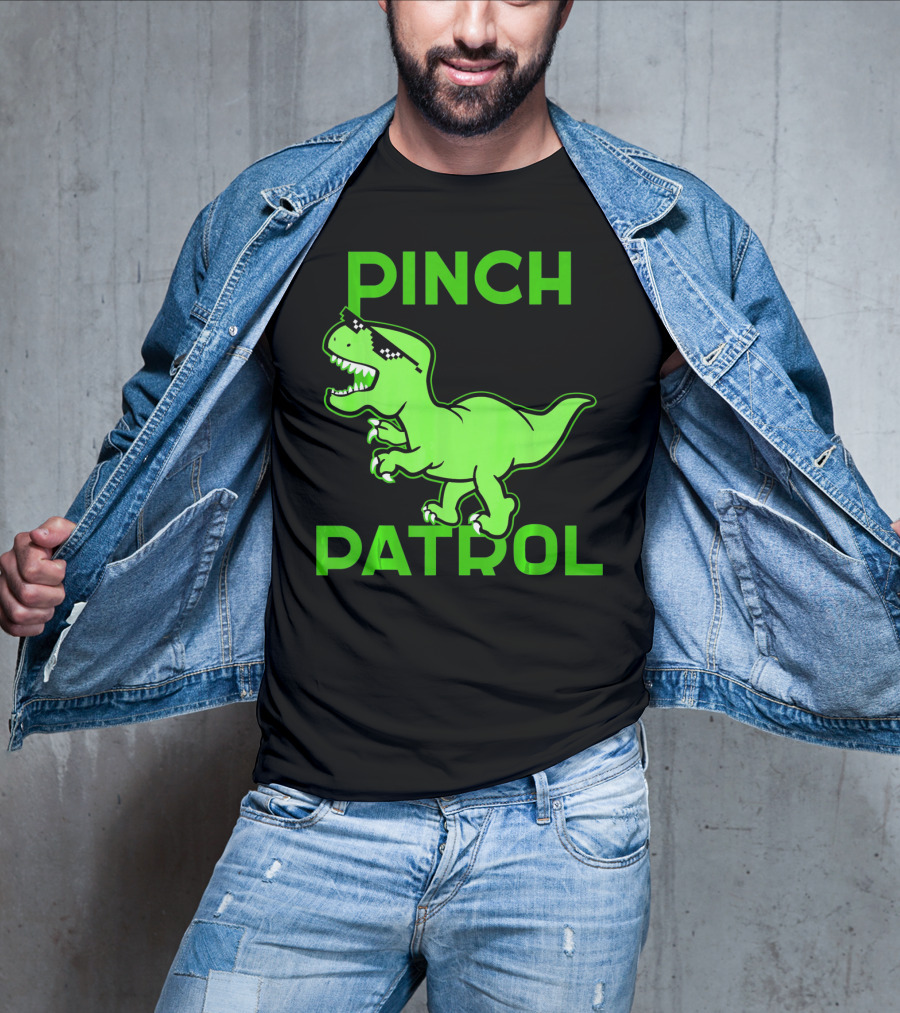 St Patrick Day Dinosaur Pinch Patrol Funny Green T-Rex Holiday T-Shirt