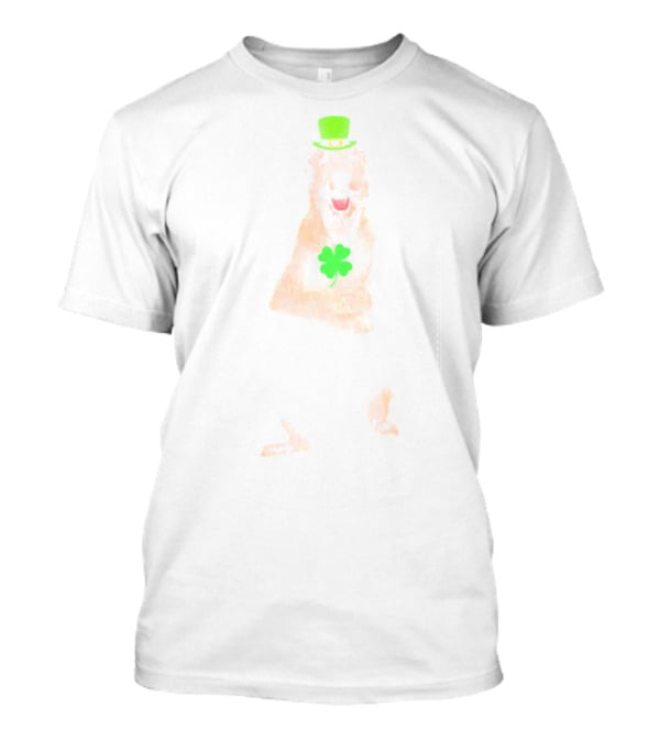 Irish Wolfhound In Pocket With Green Hat And Shamrock T-Shirt