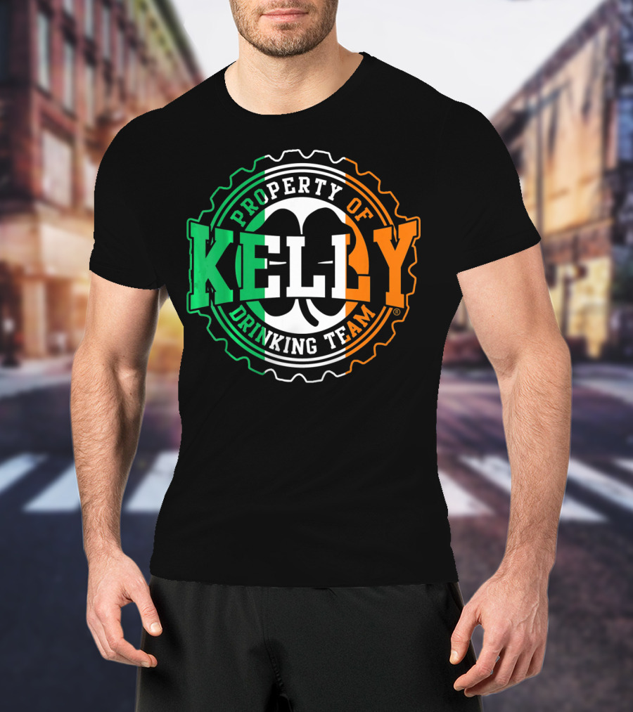 Property Of Kelly Drinking Team Irish Flag Colors T-Shirt