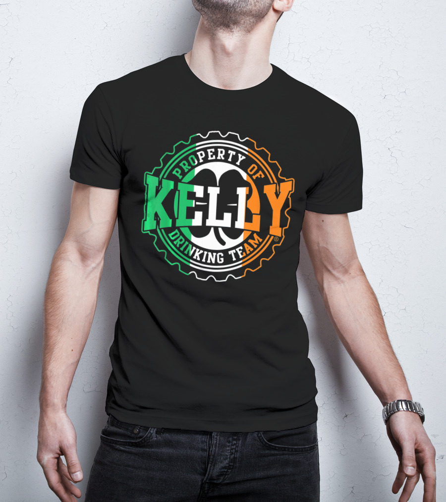 Property Of Kelly Drinking Team Irish Flag Colors T-Shirt