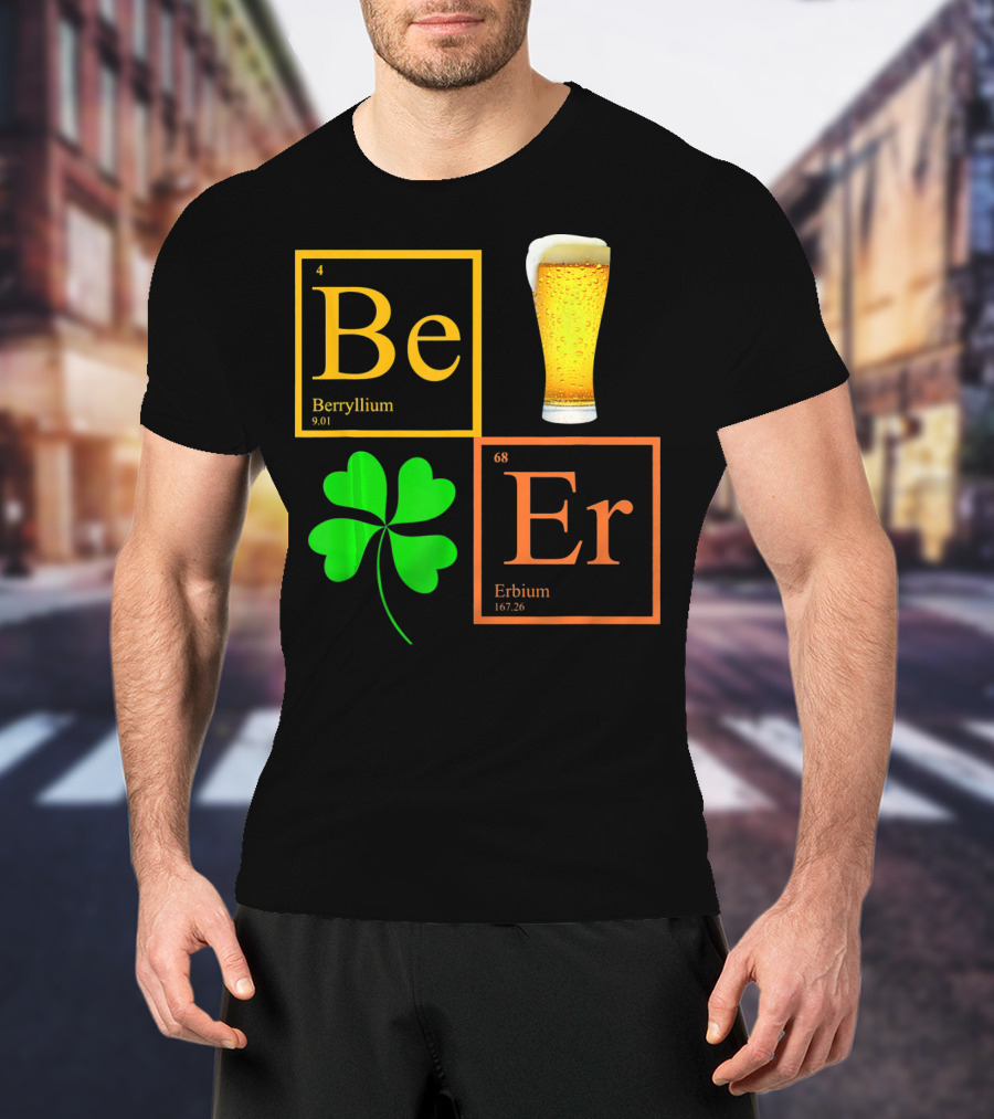 Beer Elements Beryllium Erbium Shamrock Glass T-Shirt