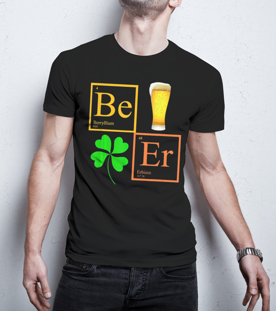 Beer Elements Beryllium Erbium Shamrock Glass T-Shirt