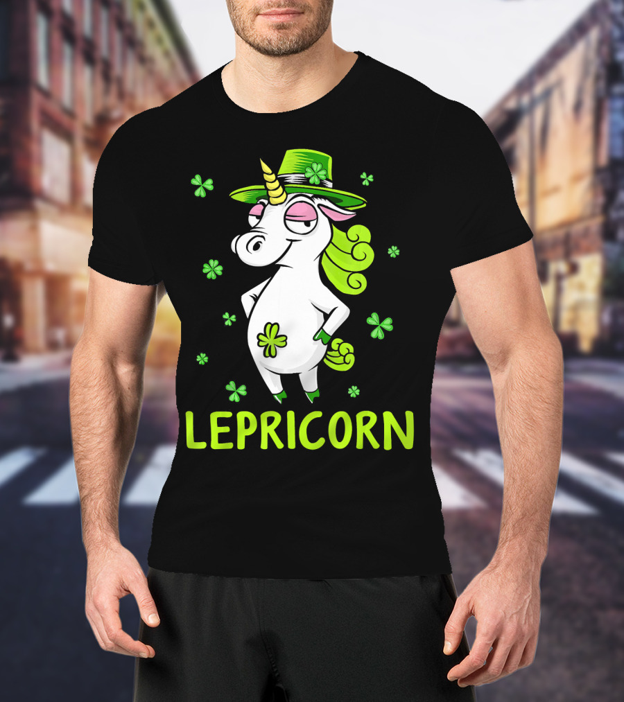 Lepricorn Leprechaun Unicorn St Pat Clover Hat T-Shirt