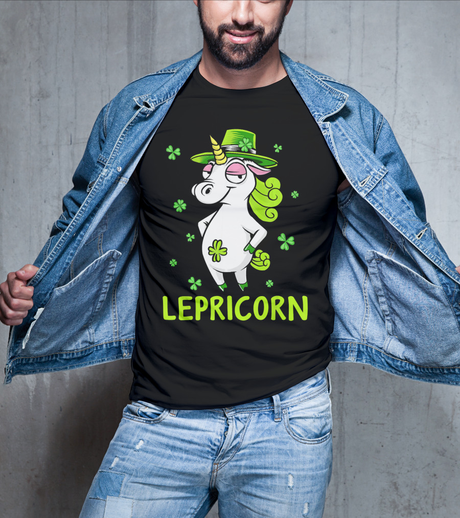 Lepricorn Leprechaun Unicorn St Pat Clover Hat T-Shirt