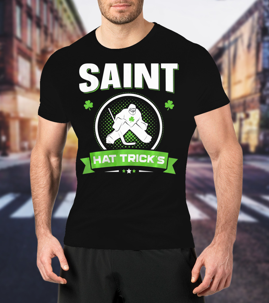 SAINT HAT TRICK'S Hockey Shamrock Irish St Patricks T-Shirt