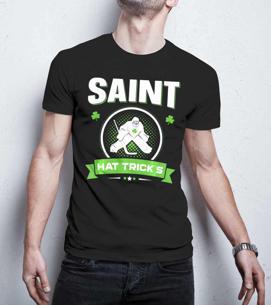 SAINT HAT TRICK'S Hockey Shamrock Irish St Patricks T-Shirt