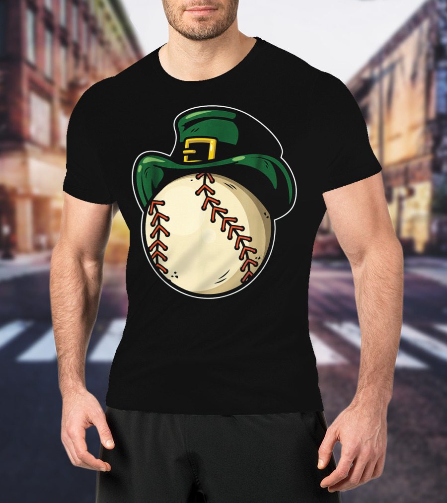 St Patricks Day Baseball With Green Hat Patric T-Shirt