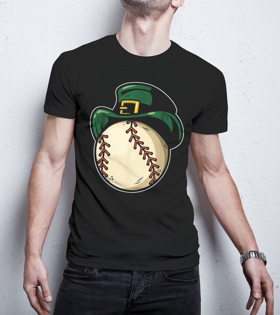 St Patricks Day Baseball With Green Hat Patric T-Shirt