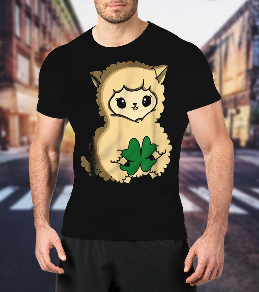 Cute Funny Irish Clover Llama For St. Patrick's Day T-Shirt