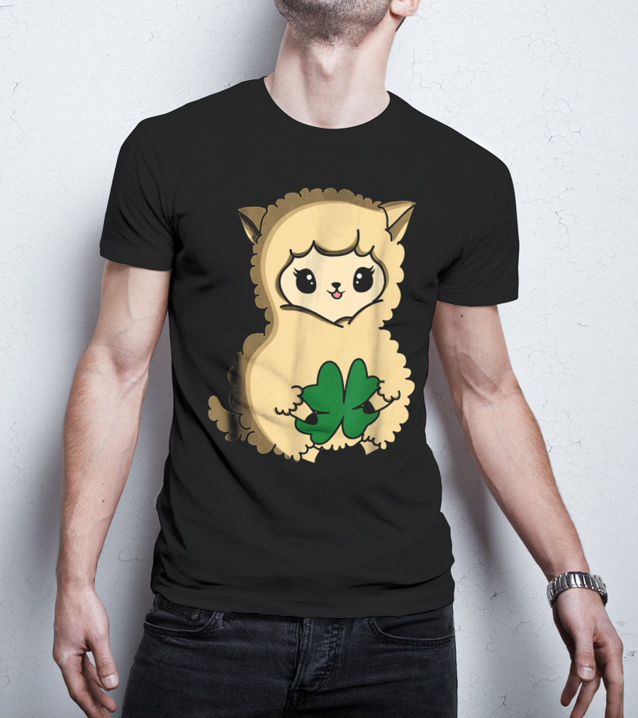 Cute Funny Irish Clover Llama For St. Patrick's Day T-Shirt