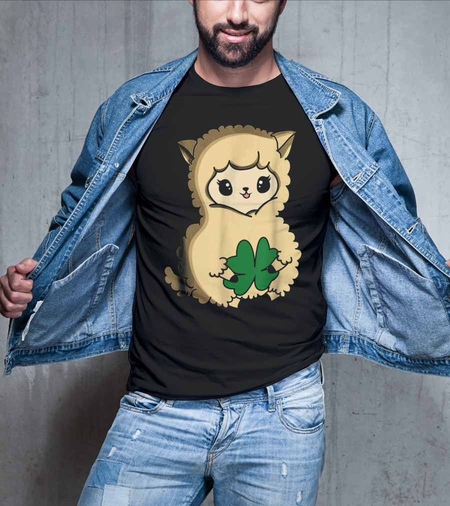 Cute Funny Irish Clover Llama For St. Patrick's Day T-Shirt
