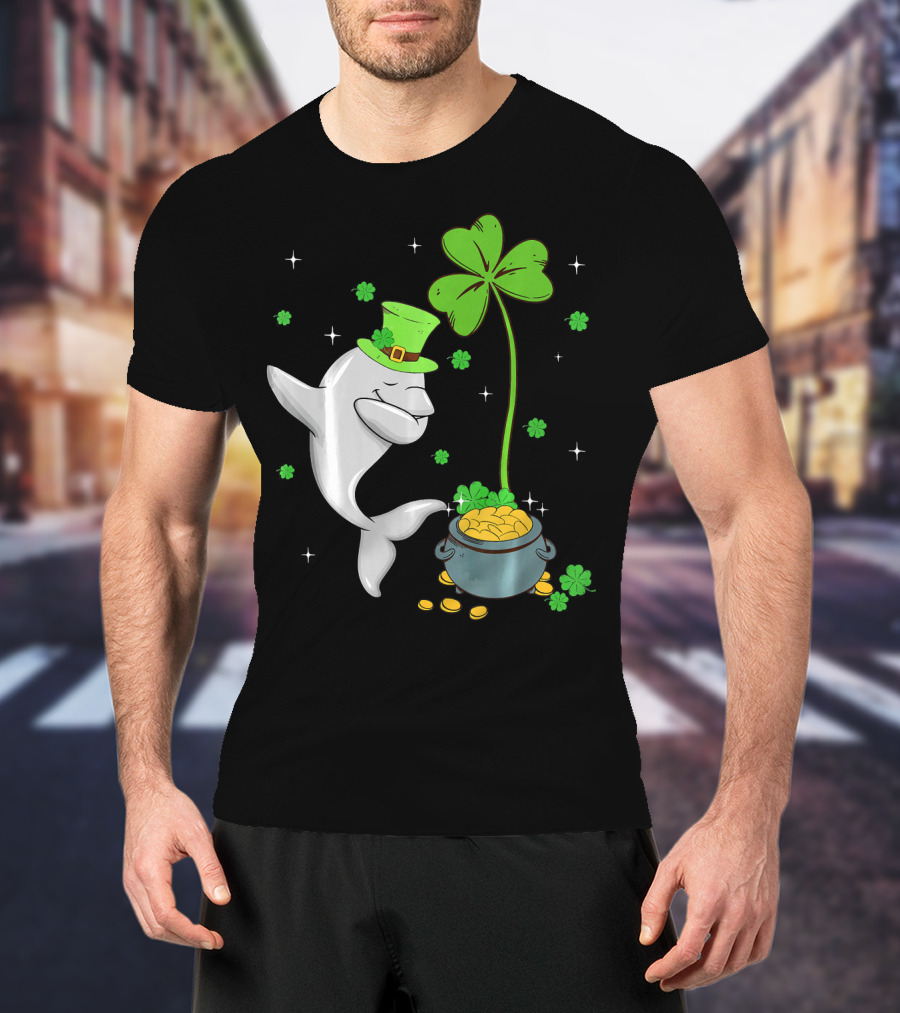 Shamrock Leprechaun Dolphin St Patricks Pot Of Gold T-Shirt