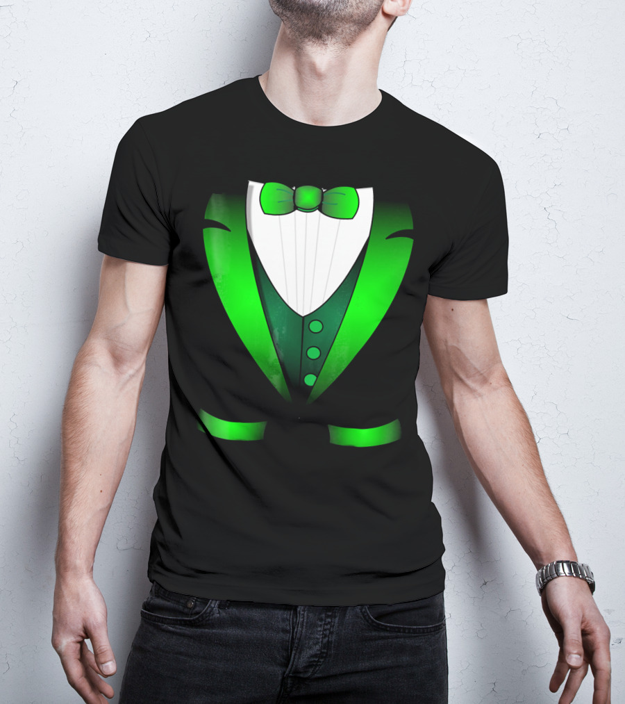 Irish St Patricks Day Leprechaun Green Tuxedo Bowtie T-Shirt