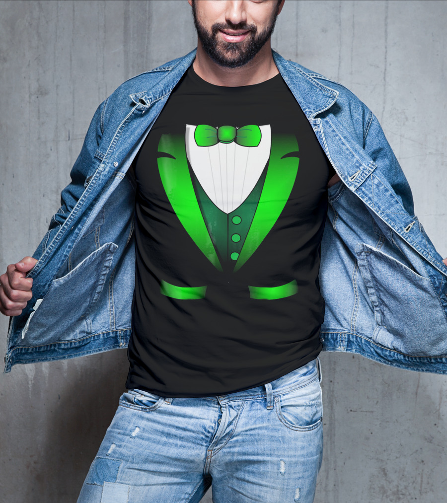 Irish St Patricks Day Leprechaun Green Tuxedo Bowtie T-Shirt