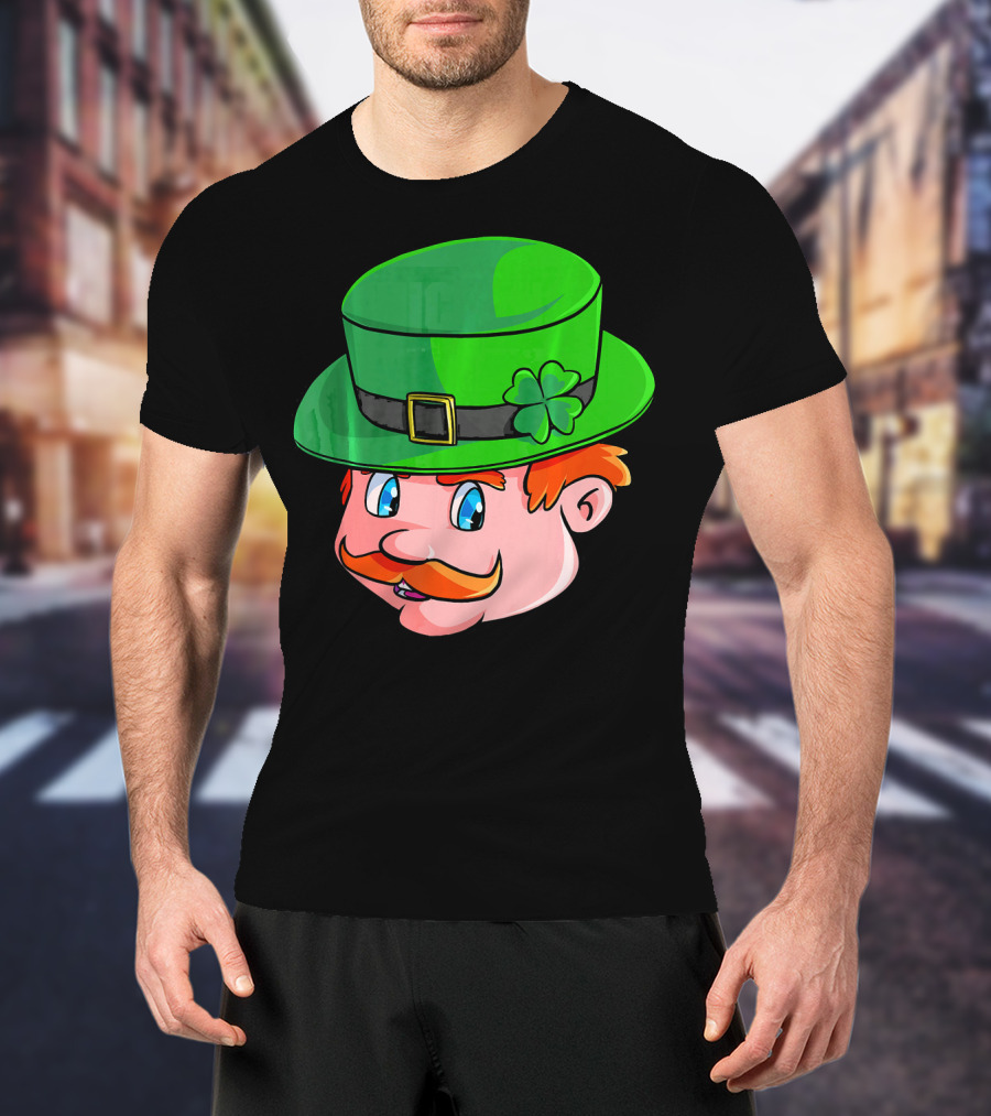 Leprechaun Face With Green Hat And Shamrock T-Shirt