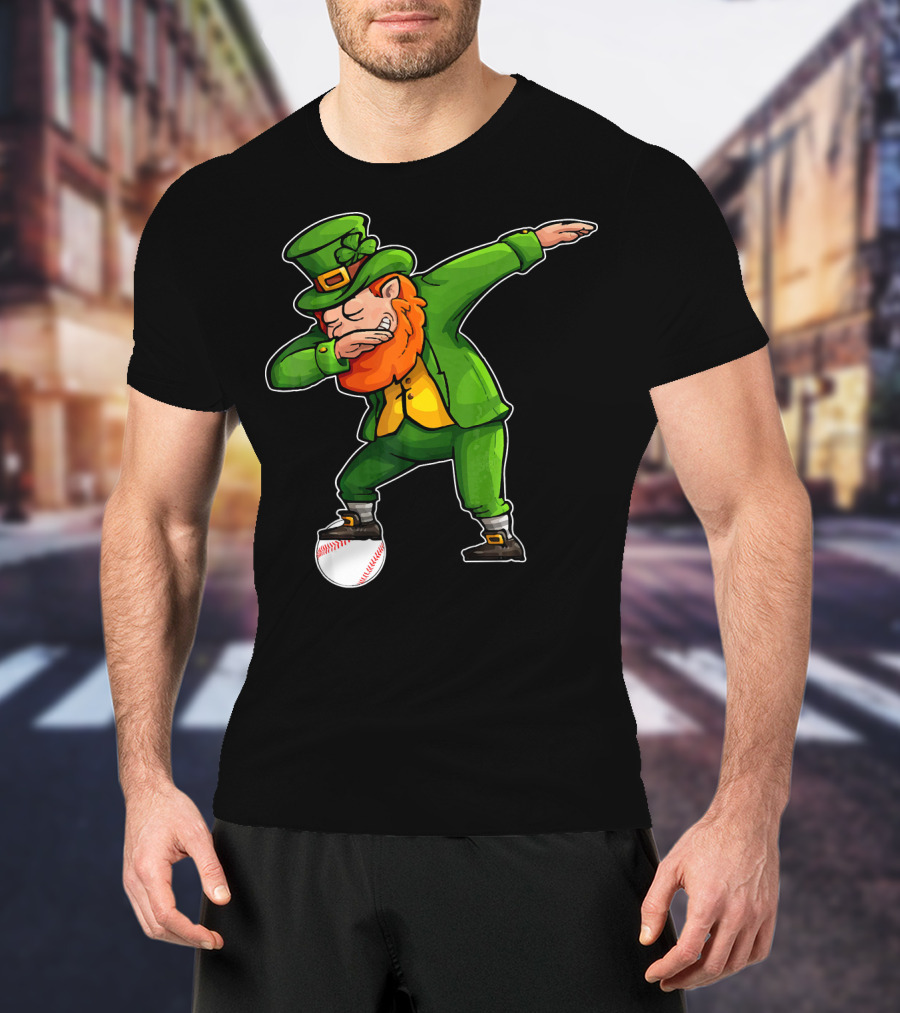 Dabbing Leprechaun On Baseball St Patricks T-Shirt