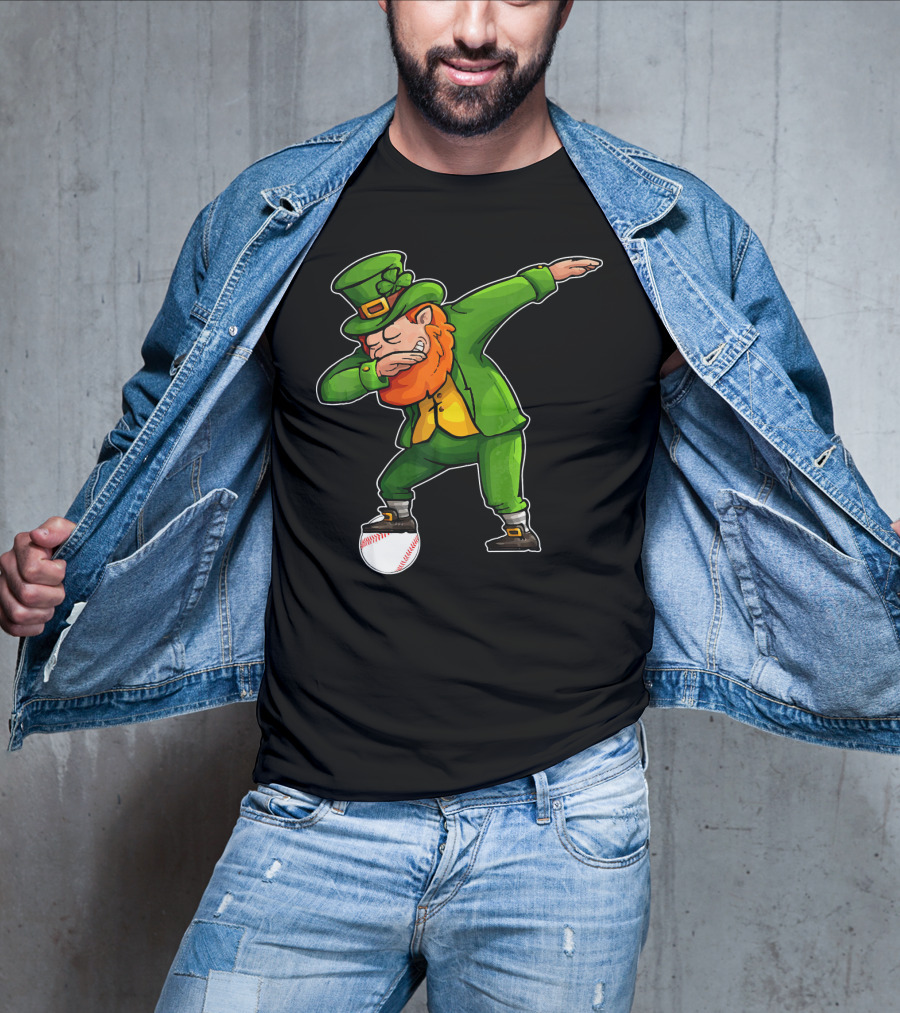 Dabbing Leprechaun On Baseball St Patricks T-Shirt