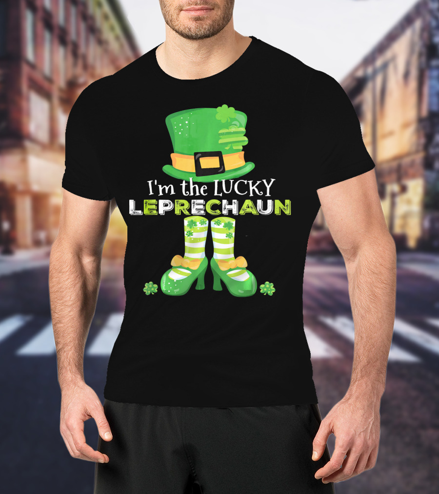 I'm The Lucky Leprechaun Green Hat And Shoes With Clovers T-Shirt