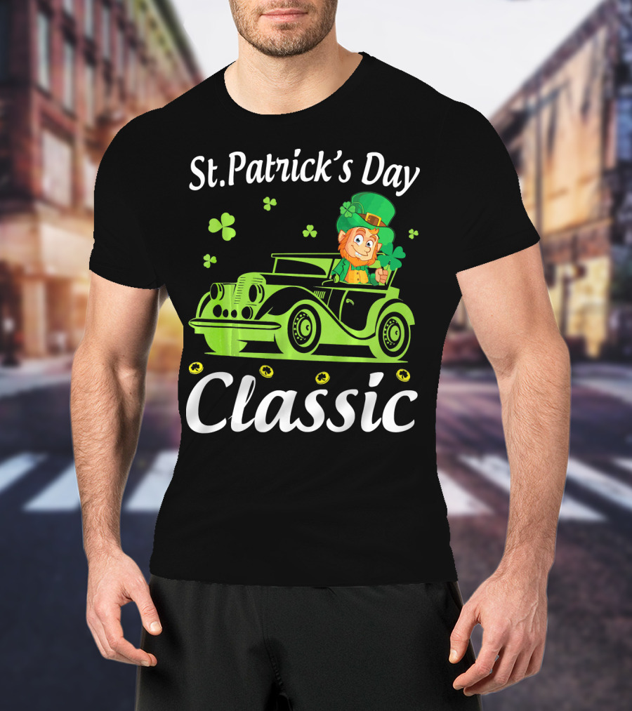 St. Patrick's Day Classic Leprechaun Drive Car Around Shamrocks T-Shirt