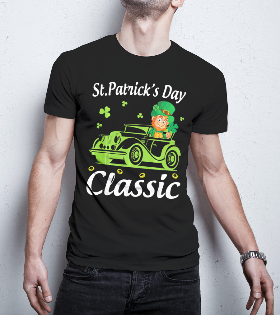 St. Patrick's Day Classic Leprechaun Drive Car Around Shamrocks T-Shirt