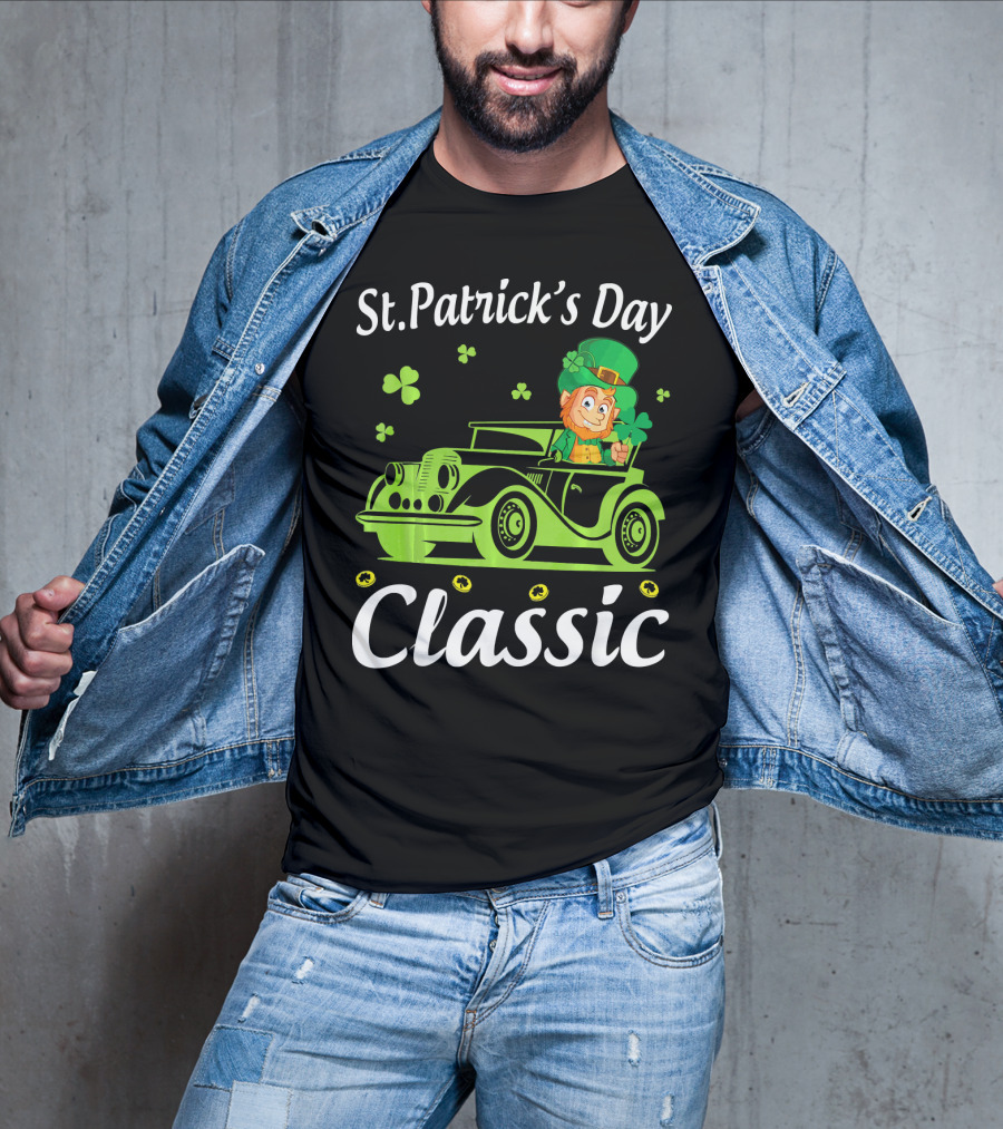 St. Patrick's Day Classic Leprechaun Drive Car Around Shamrocks T-Shirt