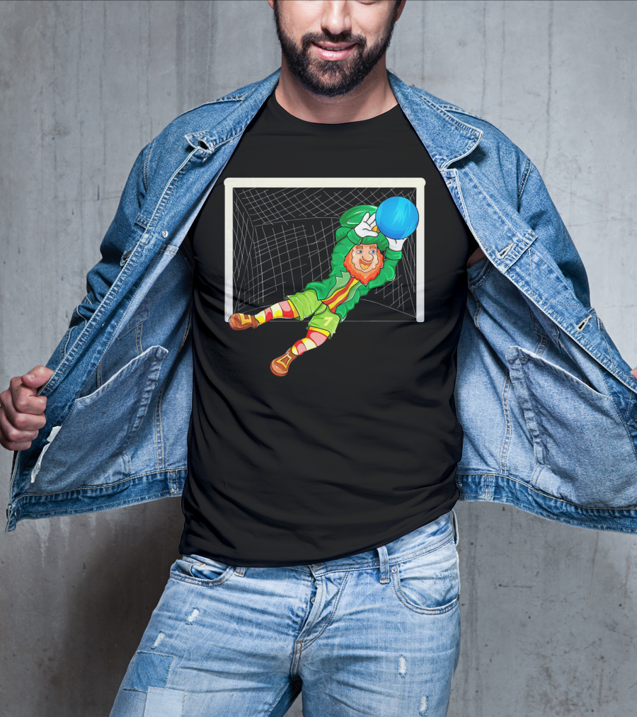 Football Soccer Keeper Leprechaun St Patrick's Goal Save T-Shirt