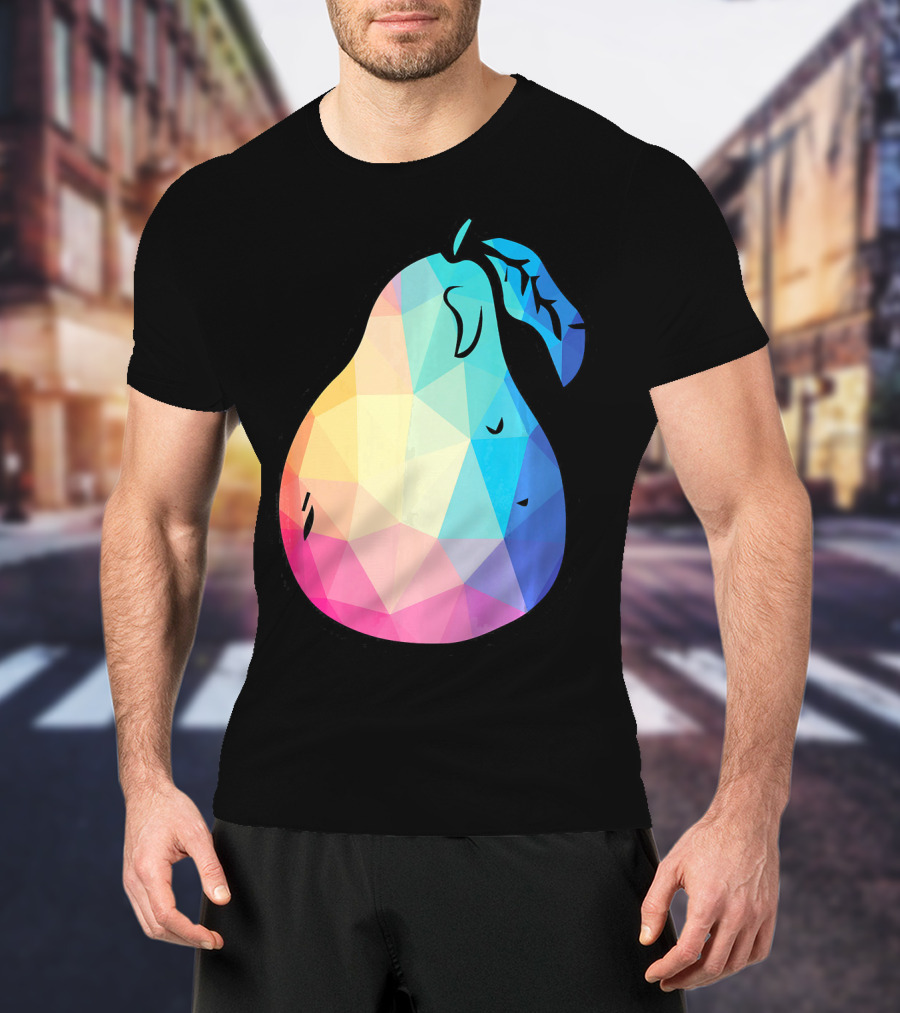 Low Poly Pear Vegetarian And Fru Geometric Colorful Polygon T-Shirt