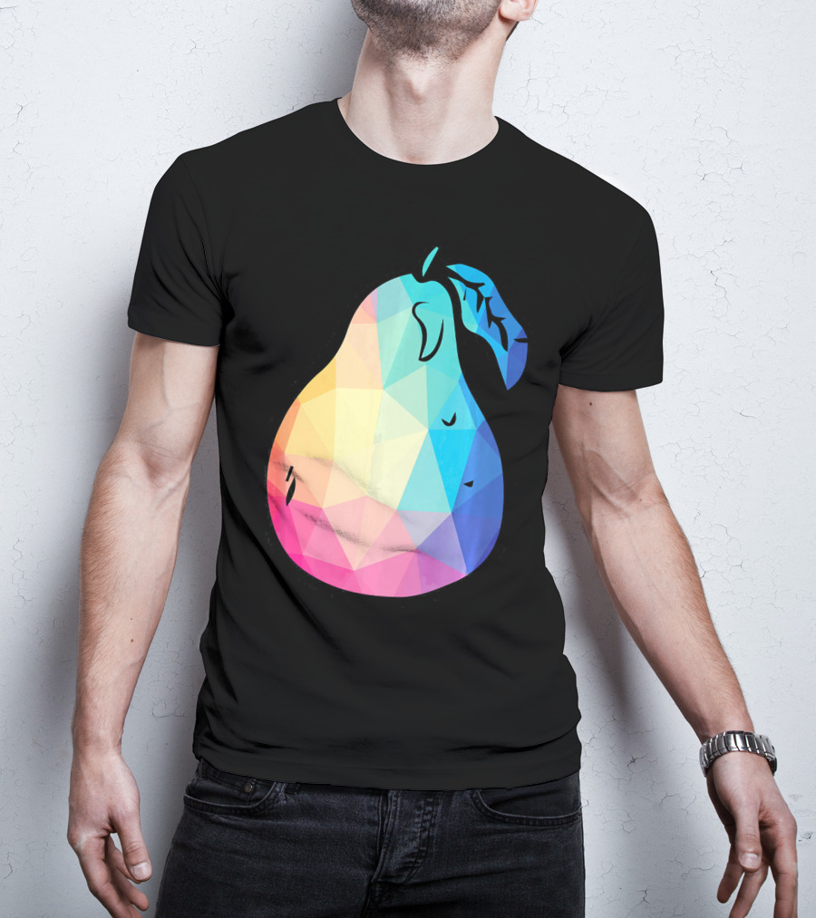 Low Poly Pear Vegetarian And Fru Geometric Colorful Polygon T-Shirt