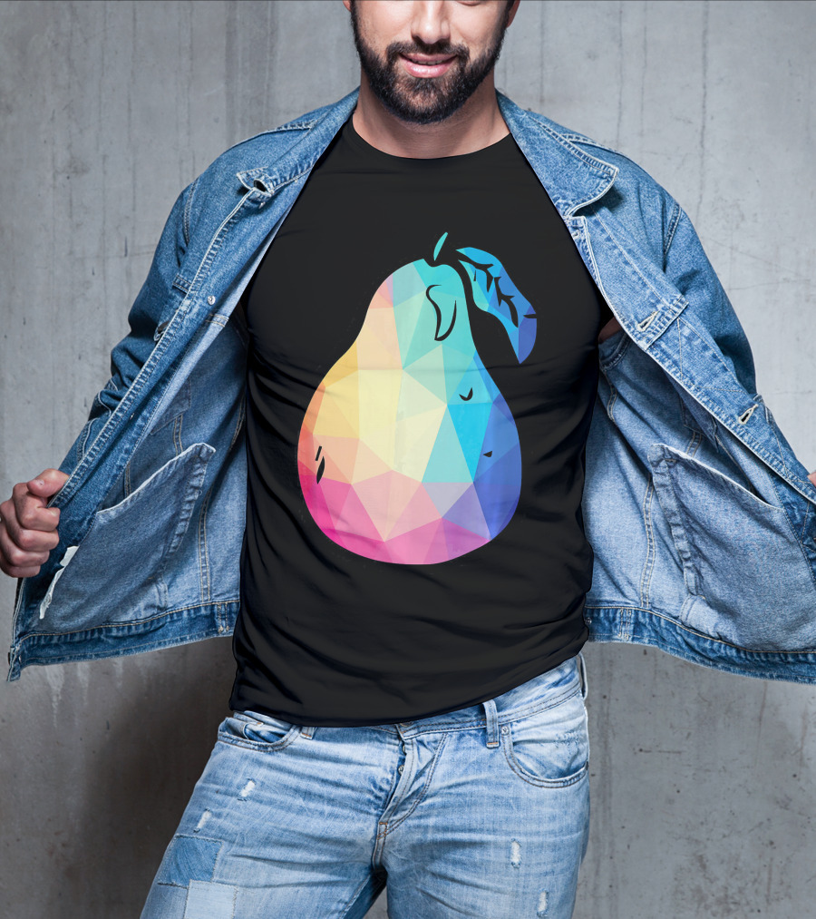 Low Poly Pear Vegetarian And Fru Geometric Colorful Polygon T-Shirt