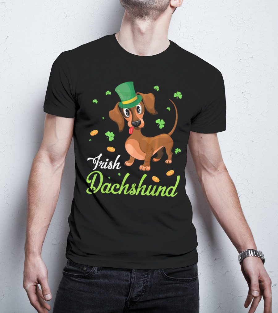 Irish Dachshund With Shamrocks And Coins T-Shirt