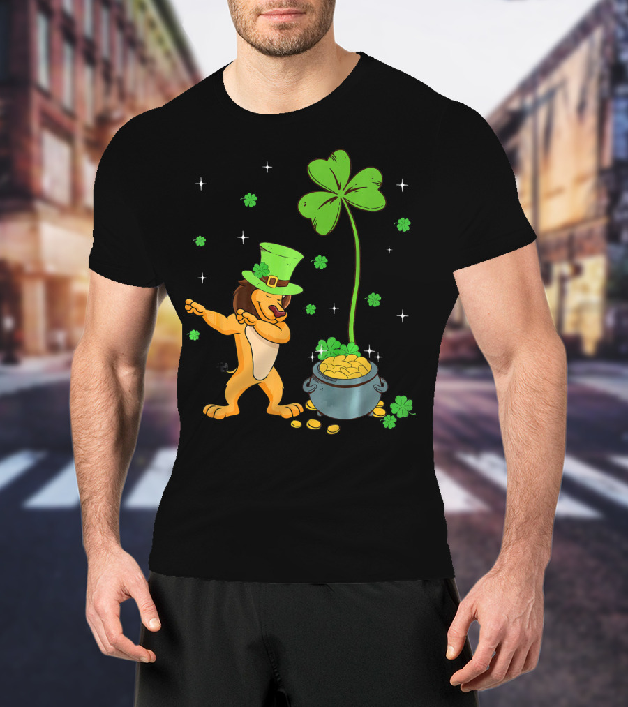 Shamrock Leprechaun Lion Pot Of Gold Clover Dance T-Shirt