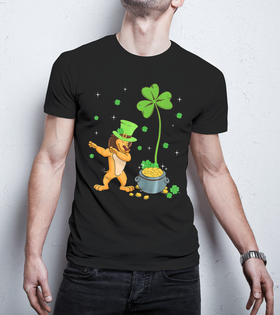 Shamrock Leprechaun Lion Pot Of Gold Clover Dance T-Shirt