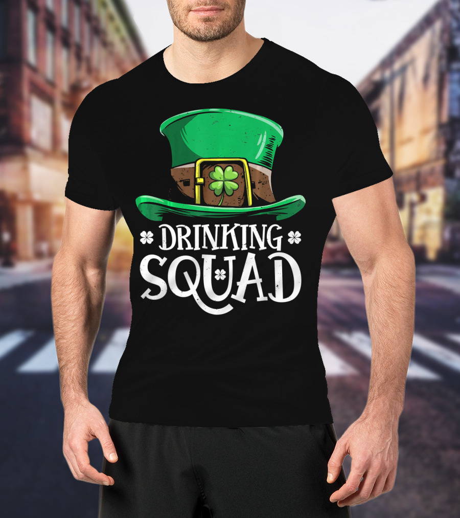 Leprechaun Drinking Squad St Pat Green Hat Clover St Patrick's Day T-Shirt