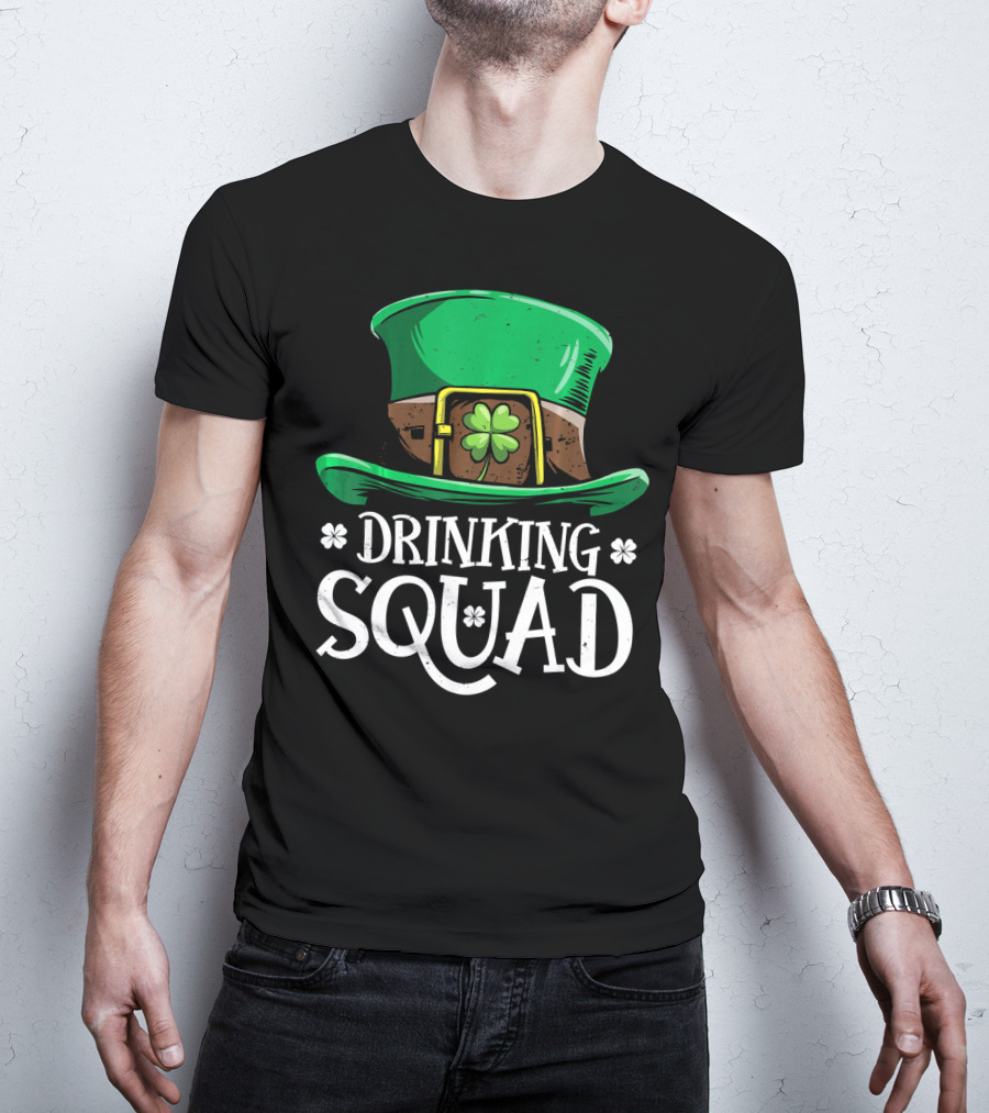 Leprechaun Drinking Squad St Pat Green Hat Clover St Patrick's Day T-Shirt