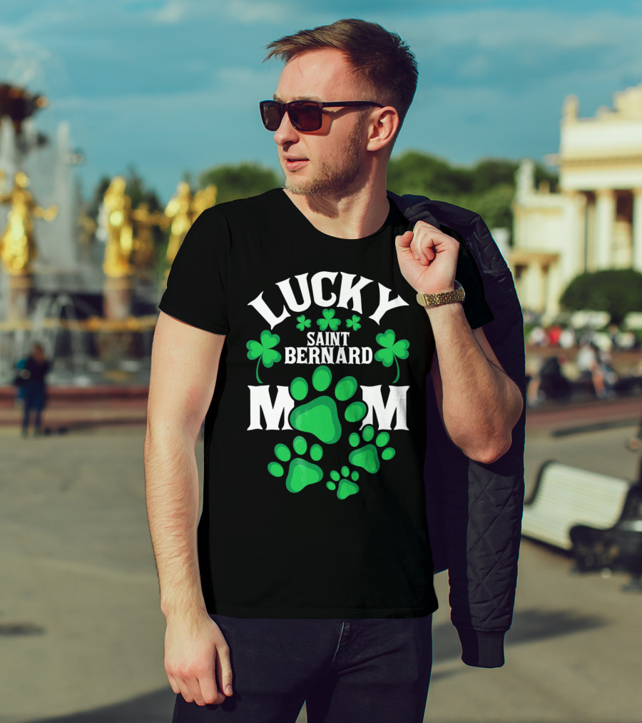 Lucky Saint Bernard Mom St. Patrick's Day T-Shirt