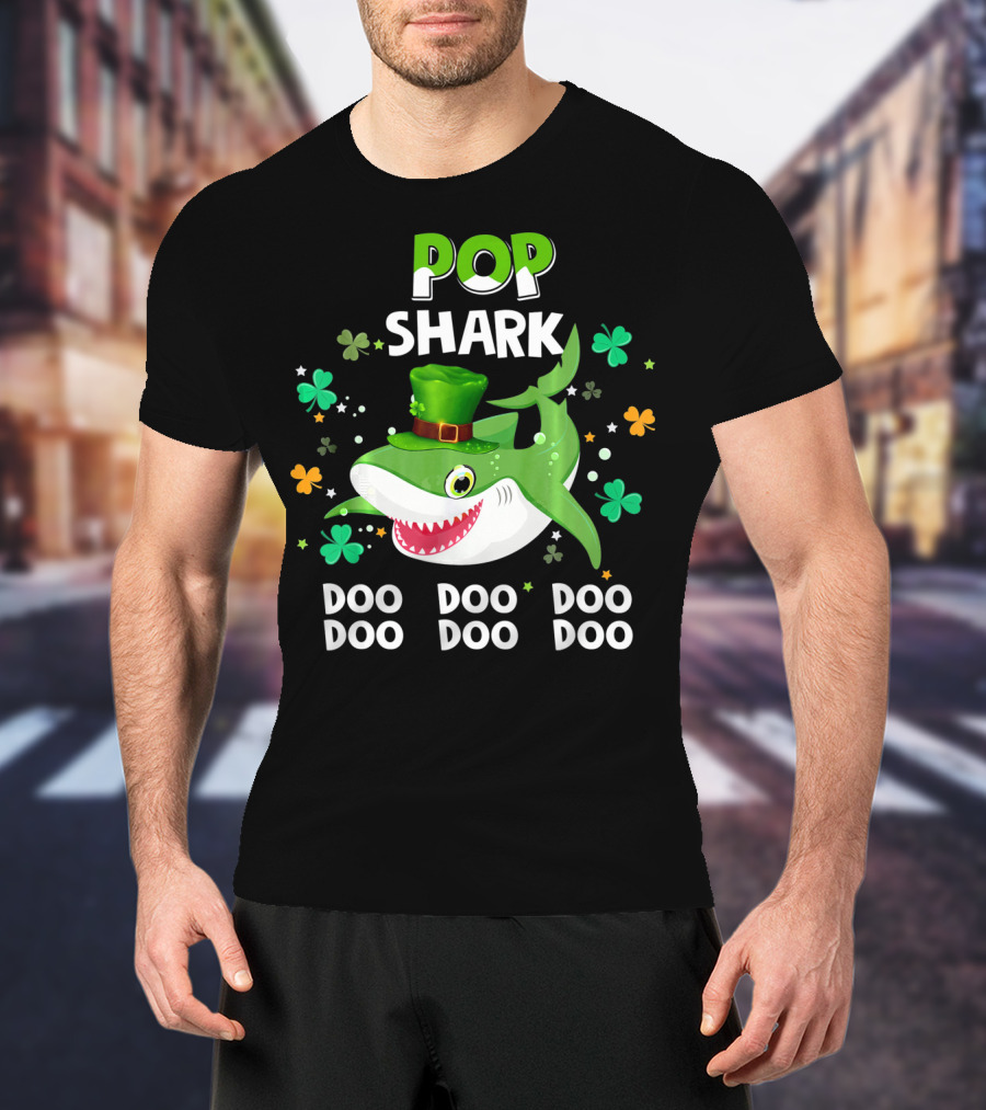 POP SHARK St. Patrick Day Doo Doo Doo Shamrock T-Shirt