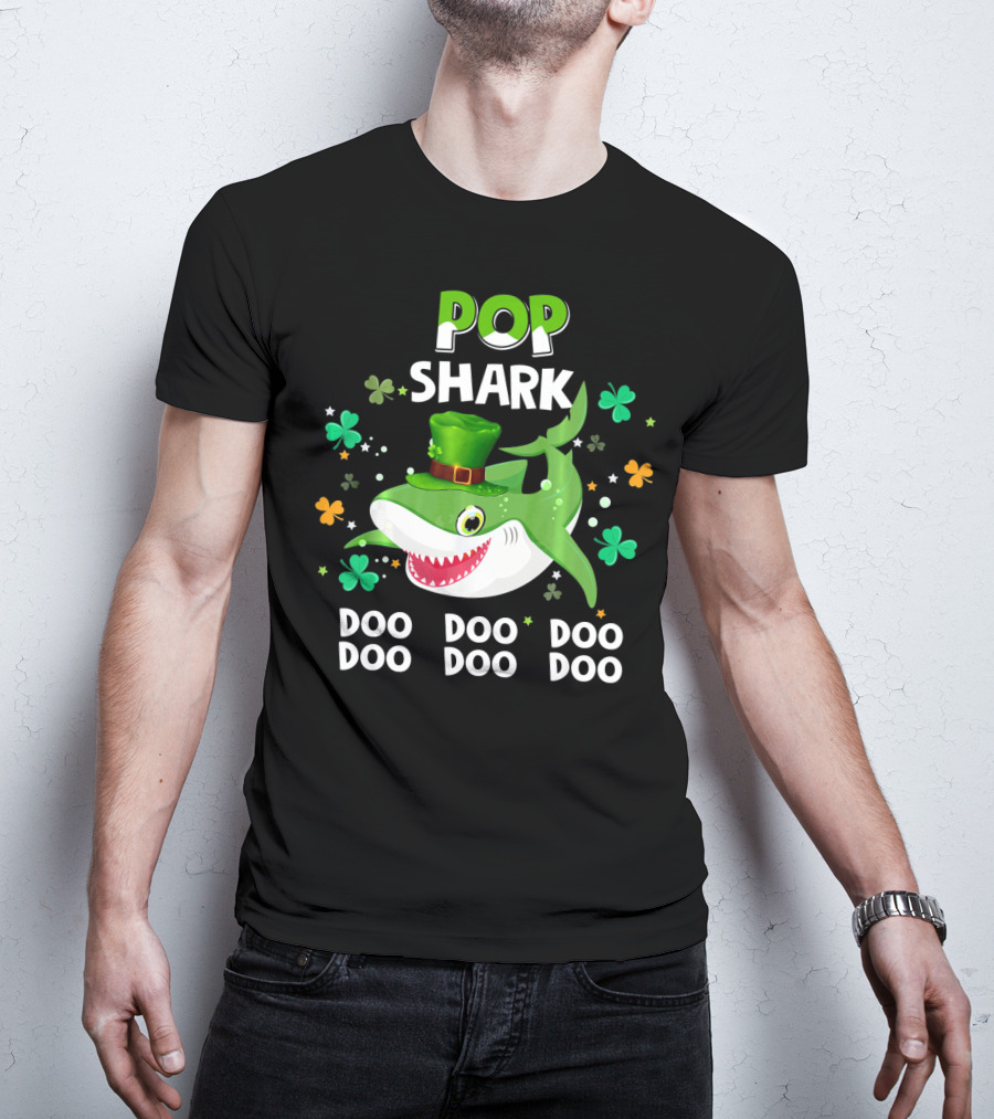 POP SHARK St. Patrick Day Doo Doo Doo Shamrock T-Shirt