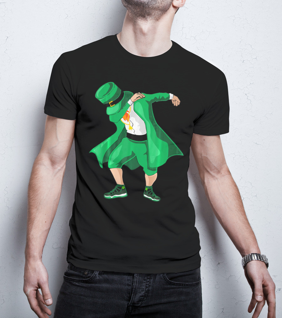 Dabbing Irish Leprechaun In Green Suit With Shamrock Shoes T-Shirt
